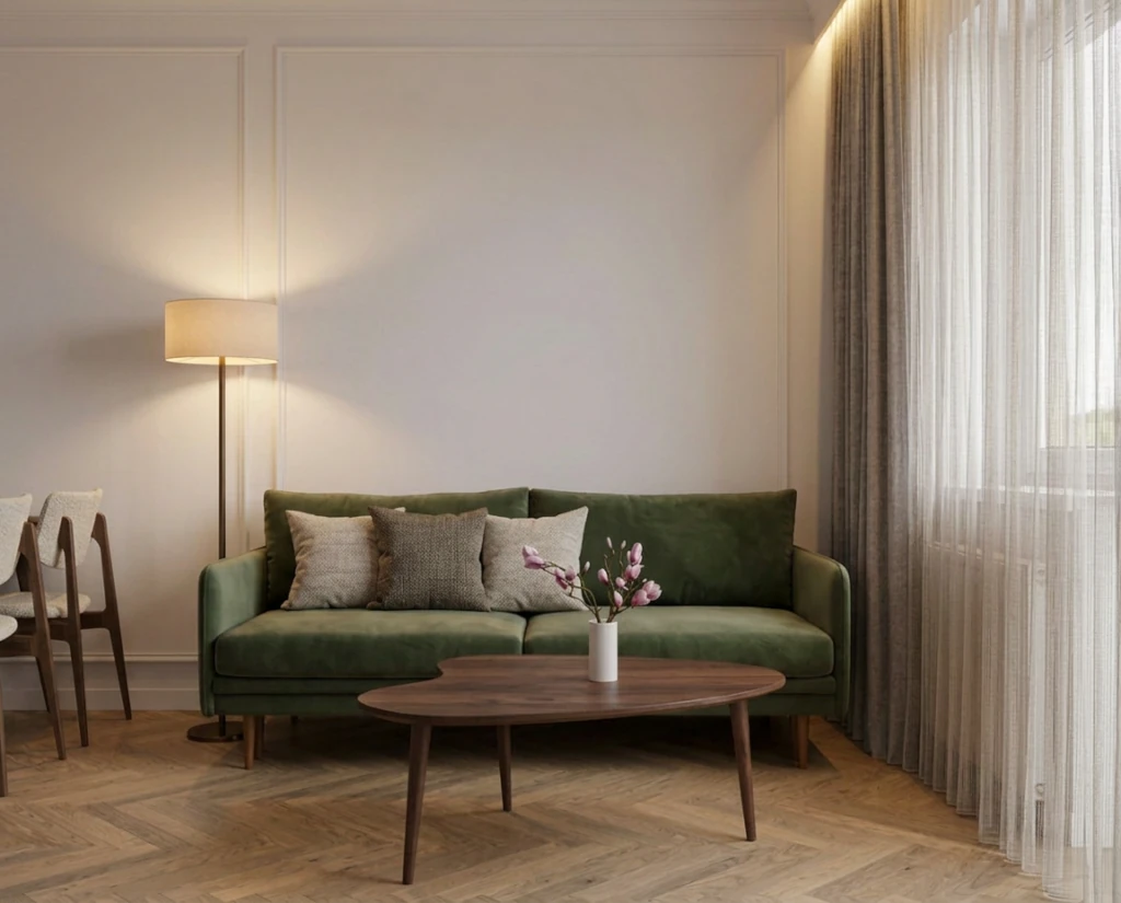 Zielona welurowa sofa